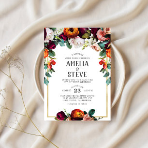 Invitation Vin vintage, Blush & Burange Floral Invitati