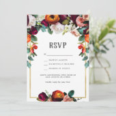 Invitation Vin vintage, Blush & Burange Floral RSVP (Debout devant)