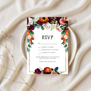 Invitation Vin vintage, Blush & Burange Floral RSVP