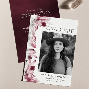 Invitation Vin Watercolor Crystal Photo Graduation Party