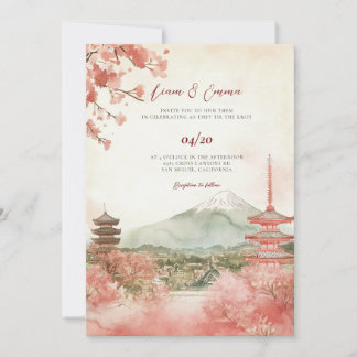 Invitation Vinatge Aquarelle Japonaise Mariage Paysage