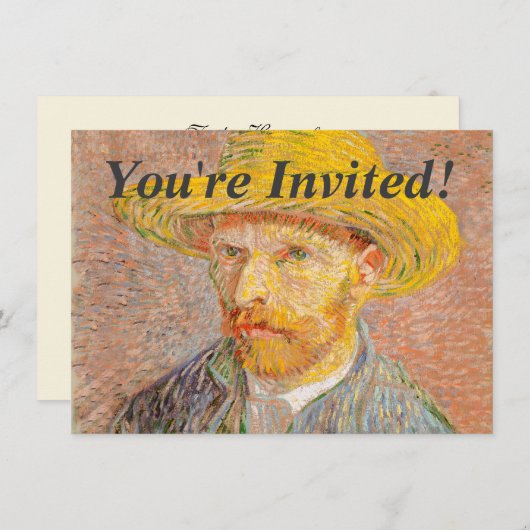 Invitation Vincent Van Gogh Auto-portrait peinture impression (Devant / Derrière)