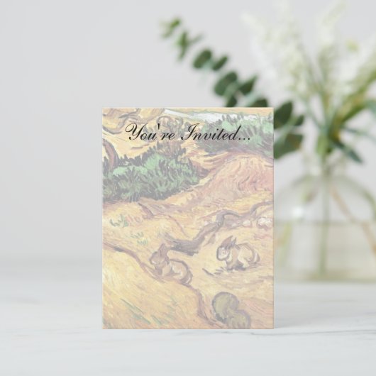 Invitation Vincent Van Gogh - Champ Avec Deux Lapins Art Fine (Debout devant)