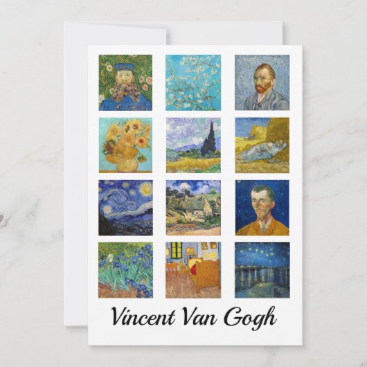 Invitation Vincent Van Gogh - Grille des chefs-d'oeuvre (Devant)