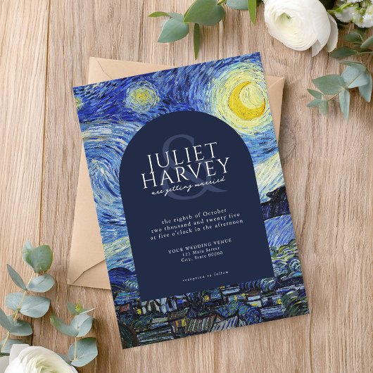 Invitation Vincent Van Gogh Mariage de nuit Starry