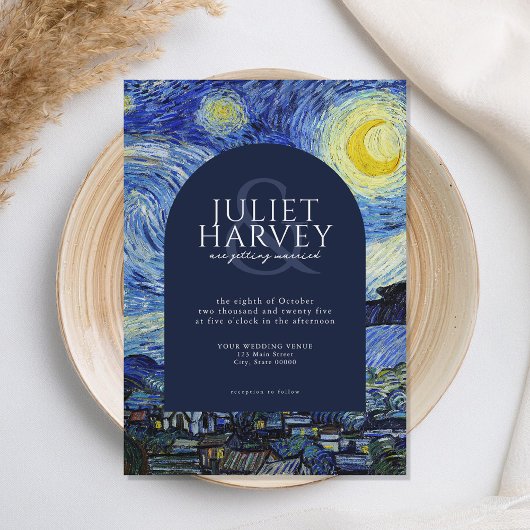 Invitation Vincent Van Gogh Mariage de nuit Starry