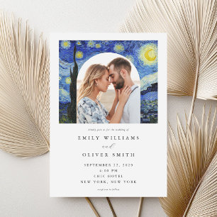 Invitation Vincent Van Gogh Mariage photo de nuit Starry