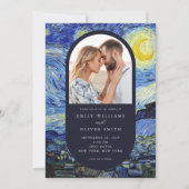 Invitation Vincent Van Gogh Mariage photo de nuit Starry (Devant)