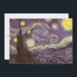 Invitation Vincent van Gogh - Nuit étoilée<br><div class="desc">Starry Night (1889) de Vincent van Gogh est un post impressionnisme vintage de peinture de paysage d'art. Vue sur une ville dans une vallée la nuit avec les nuages tourbillonnants, les étoiles brillant et une belle lune jaune dorée croissant. Il a été peint pendant la journée de mémoire et est...</div>