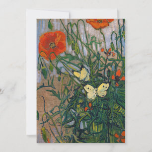 Invitation Vincent van Gogh - Papillons et Coquelicots