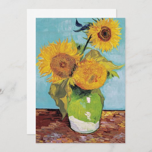 Invitation Vincent Van Gogh - Trois tournesols dans un vase (Devant / Derrière)