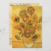 Invitation Vincent van Gogh - Vase avec quinze tournesols (Devant / Derrière)