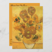 Invitation Vincent van Gogh - Vase avec quinze tournesols (Devant / Derrière)