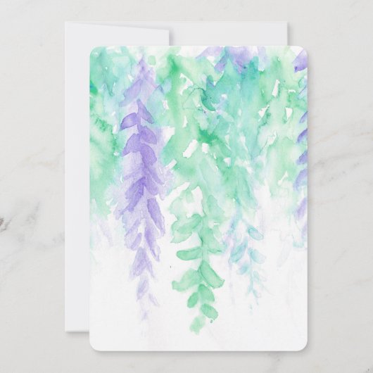 Invitation Vine d'aquarelle violet vert soirée réception (Dos)