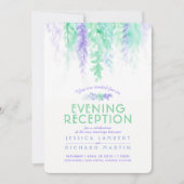 Invitation Vine d'aquarelle violet vert soirée réception (Devant)