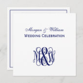 Invitation Vine marine Script Monogramme B&G do-it-yourself B (Devant / Derrière)