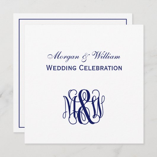 Invitation Vine marine Script Monogramme B&G do-it-yourself B (Devant / Derrière)