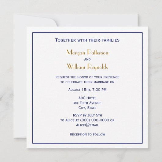 Invitation Vine marine Script Monogramme B&G do-it-yourself B (Dos)
