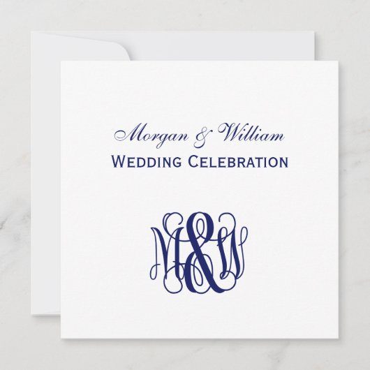 Invitation Vine marine Script Monogramme B&G do-it-yourself B (Devant)