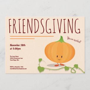 Invitation Vine Thanksgiving, un Citrouille souriant