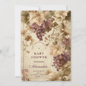 Invitation Vineyard Grape Floral Baby Shower (Devant)