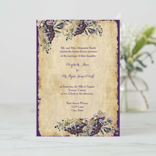 Invitation Vineyard Winery Rustic Mariage campagnard Custom (Debout devant)