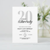 Invitation Vingt - 20e fête d'anniversaire Black & White Chic (Debout devant)