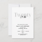 Invitation Vingt - 20e fête d'anniversaire Black & White Chic (Devant)