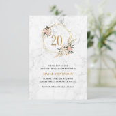 Invitation Vingt - 20e fête d'anniversaire Marbre floral chic (Debout devant)