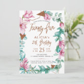 Invitation Vingt-cinq aquarelle florale 25e anniversaire (Debout devant)