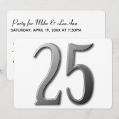 Invitation Vingt-cinq avec des informations au verso (Devant / Derrière)