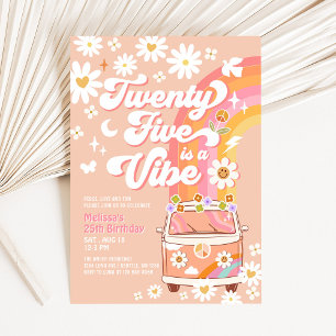 Invitation Vingt-cinq est une ambiance rose vif 25e anniversa
