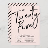 Invitation Vingt-cinq | Modern Pink 25e fête d'anniversaire (Devant / Derrière)