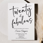 Invitation Vingt et fabuleux Minimal 20e fête d'anniversaire