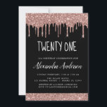 Invitation Vingt et un - 21e Parties scintillant Rose d'or An<br><div class="desc">Rose - Rose Gold et Black Sparkly Dripping Parties scintillant Vingt et un Anniversaire Invitation de fête. C'est l'invitation parfaite 21ème anniversaire d'un Rose moderne Gold et Blush Sparkle rose Parties scintillant Fille Étincelle Fête Anniversaire. Veuillez contacter le concepteur pour les articles customisés correspondants.</div>