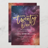 Invitation Vingt et un Constellations Galaxy fête d'anniversa (Devant / Derrière)