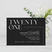 Invitation Vingt et un | Mini moderne Noir 21e anniversaire (Debout devant)