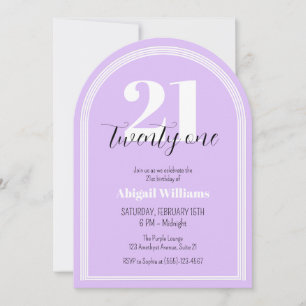 Invitation Vingt et un Noir Violet Arc Chic 21e Anniversaire