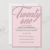 Invitation Vingt et un | Rose Gold Pink 21e fête d'anniversai (Devant)