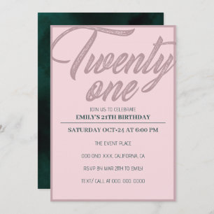 Invitation Vingt et un Rose Gold Pink 21e fête d'anniversai
