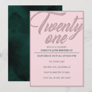 Invitation Vingt et un | Rose Gold Pink 21e fête d'anniversai
