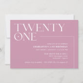 Invitation Vingt et un | Rose moderne Dusty rose 21e annivers (Devant)