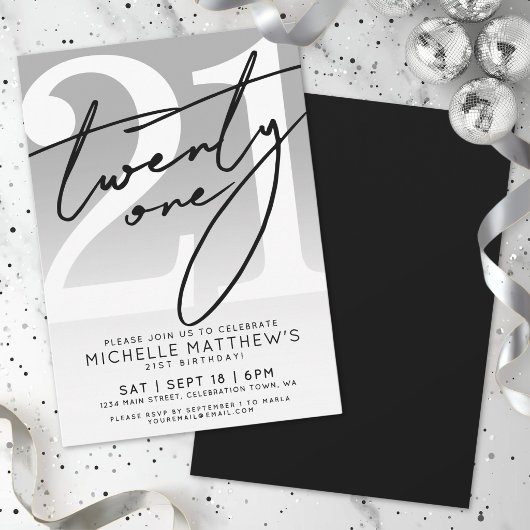 Invitation Vingt et un Simple Script 21e Anniversaire