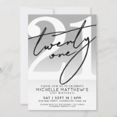 Invitation Vingt et un Simple Script 21e Anniversaire (Devant)