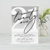 Invitation Vingt et un Simple Script 21e Anniversaire (Debout devant)