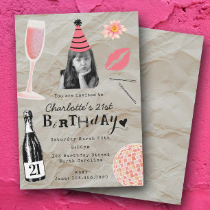 Invitation Vingt-et-unième anniversaire 21 ans sur mesure pho