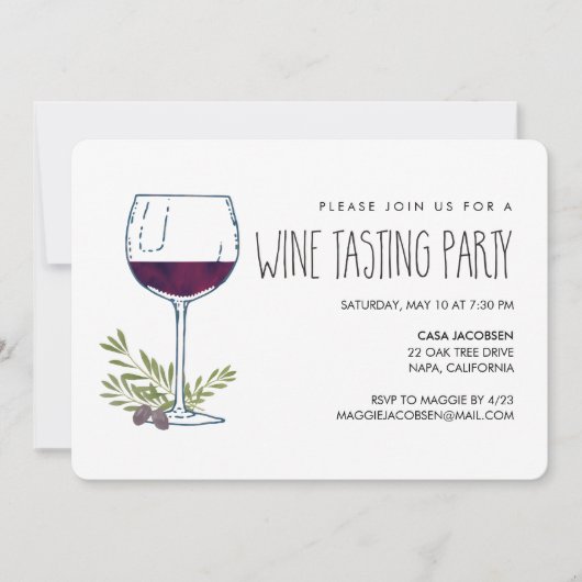 Invitation Vino aquarelle | Dégustation de vin (Devant)