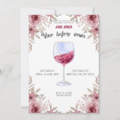 Invitation Vino avant annonce marron et douche nuptiale rose (Devant)