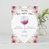 Invitation Vino avant annonce marron et douche nuptiale rose (Debout devant)