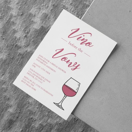 Invitation Vino Avant La Fête des mariées Vows